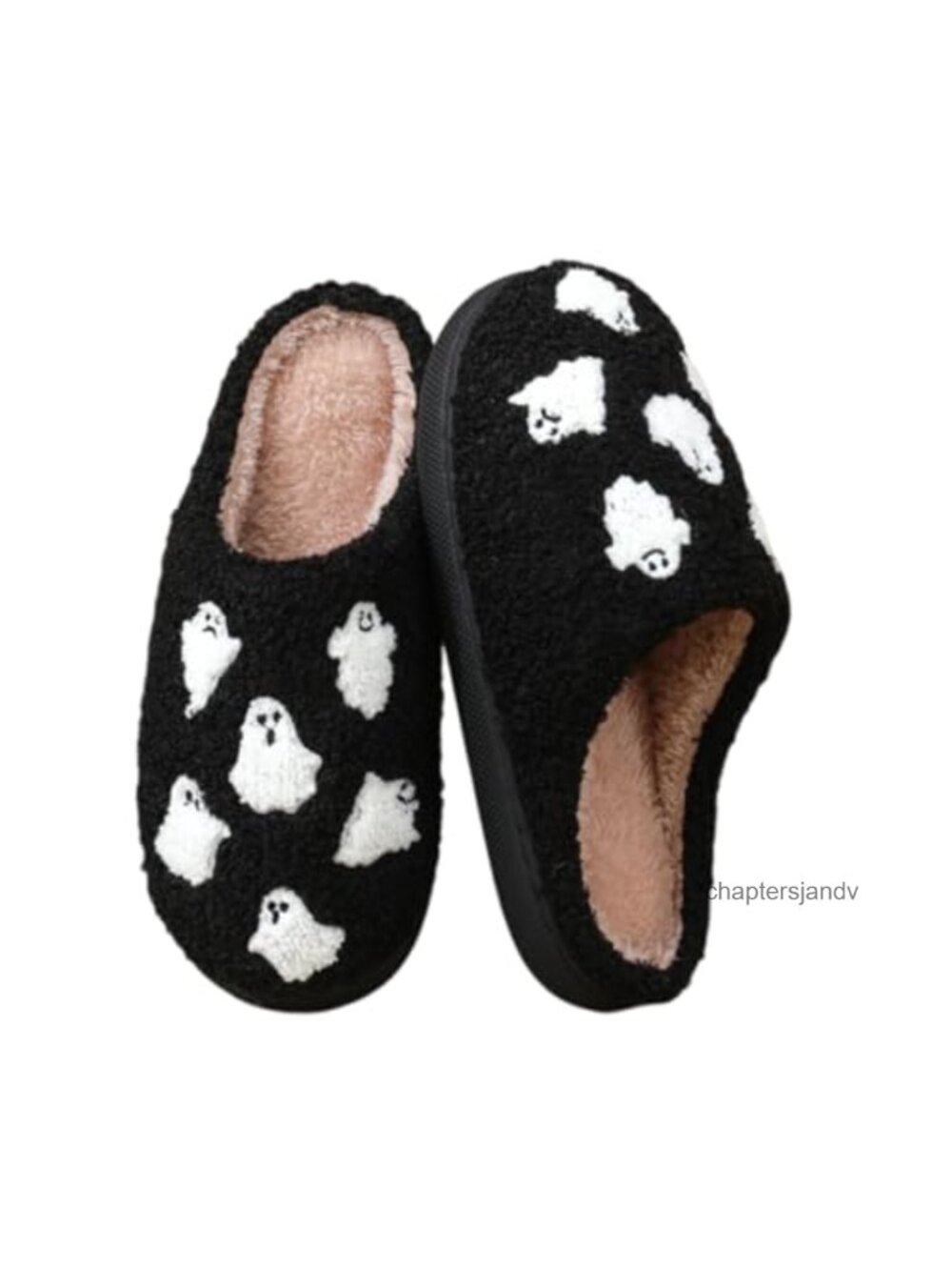 Halloween Ghostface Plush Fuzzy Slippers Slip-On Memory Foam House Shoes